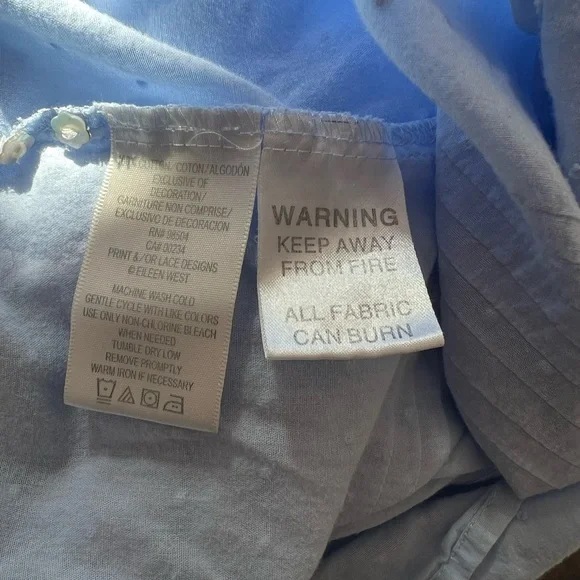 Eileen West Blue Swiss Dot Button Down Cotton Nightgown Womens Small Cottage - Picture 11 of 11